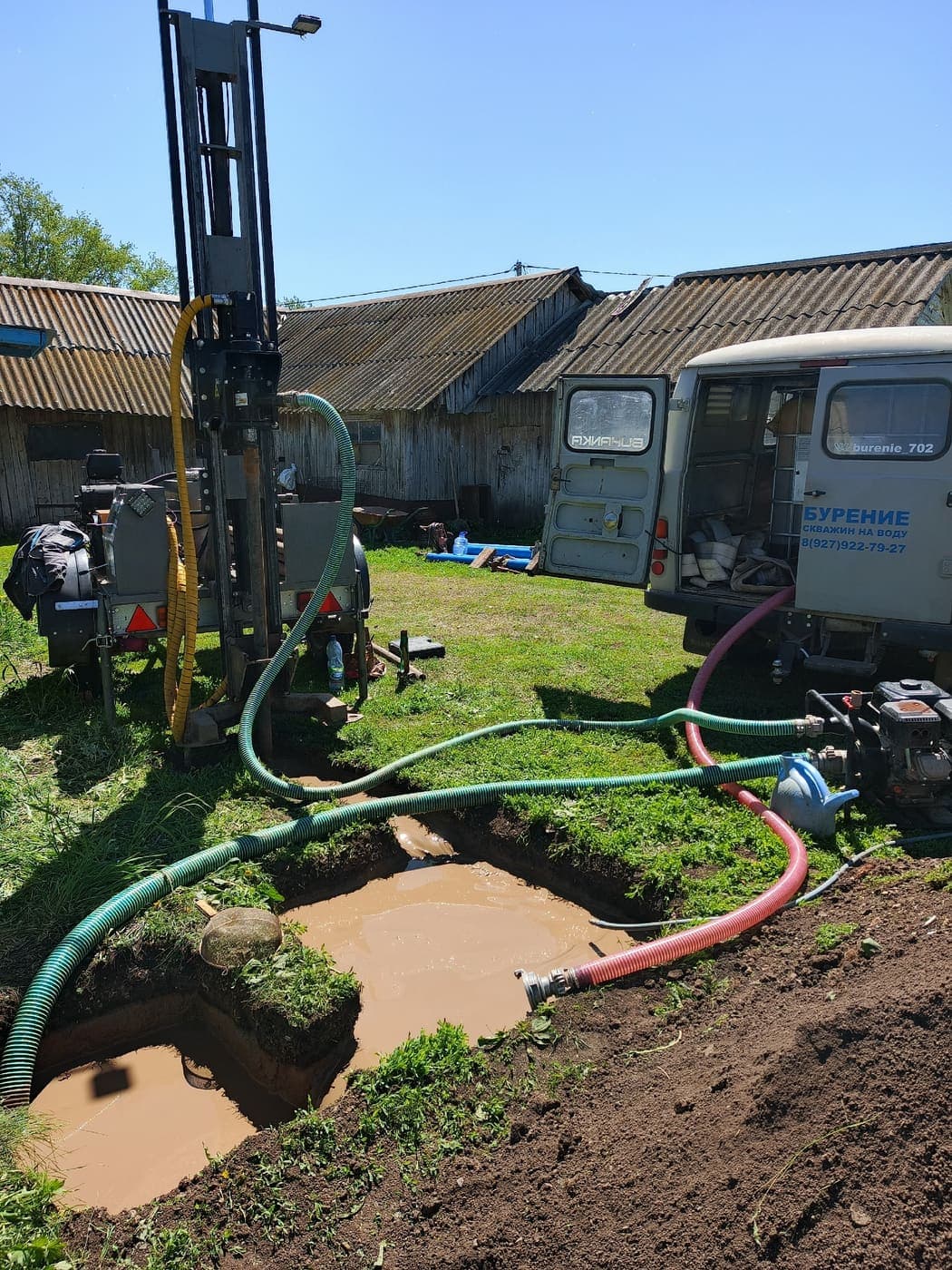 Процесс работы на участке с подключённой промывкой